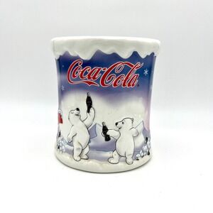 Coca-Cola Polar Bear Jar‎ 2002 Houston Harvest Gift Snowflakes Winter